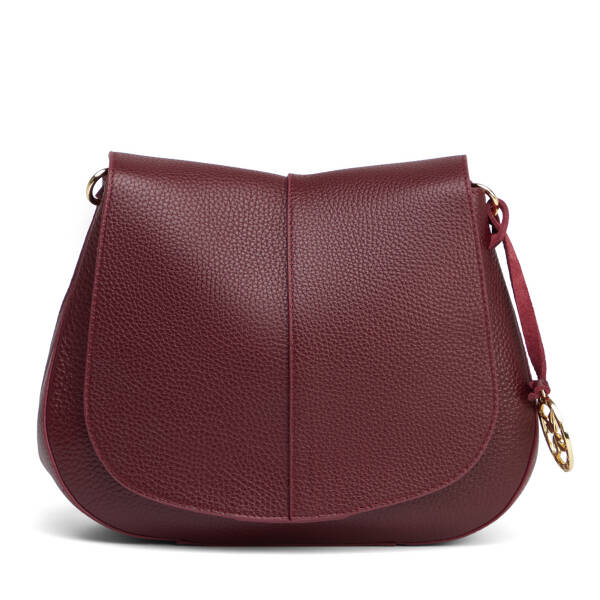Bordo Hakiki Deri Kadın Çapraz Askılı Çanta - S26K1BC80241-M71 - 1