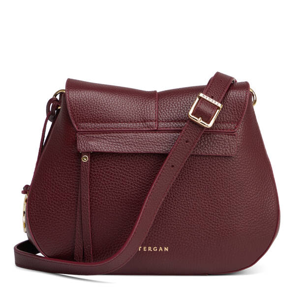 Bordo Hakiki Deri Kadın Çapraz Askılı Çanta - S26K1BC80241-M71 - 3
