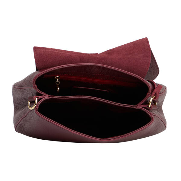 Bordo Hakiki Deri Kadın Çapraz Askılı Çanta - S26K1BC80241-M71 - 4