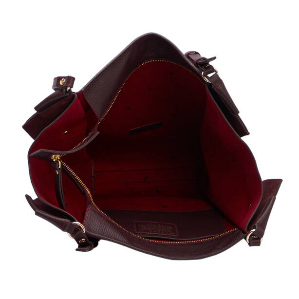 Bordo Hakiki Deri Kadın Omuz Çantası - S25K1BC80533-V6M - 4