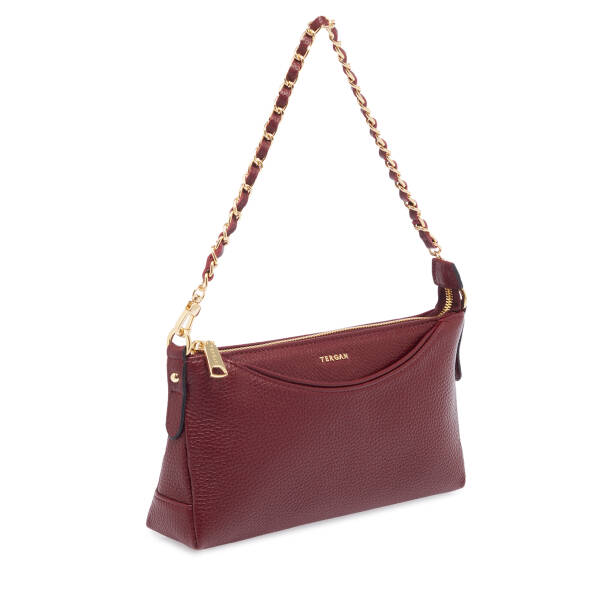 Bordo Hakiki Deri Kadın Omuz Çantası - S26K1BC79149-M71 - 2