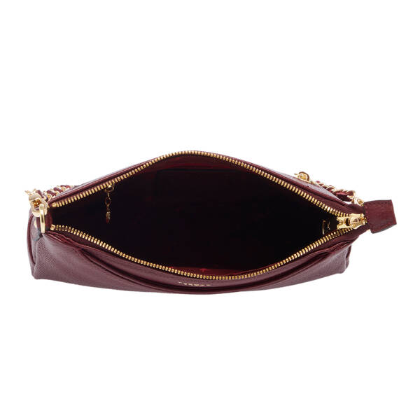 Bordo Hakiki Deri Kadın Omuz Çantası - S26K1BC79149-M71 - 4