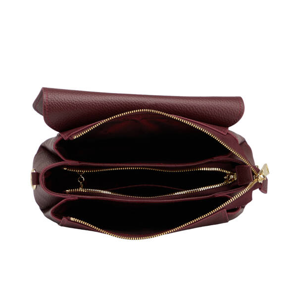 Bordo Hakiki Deri Kadın Omuz Çantası - S26K1BC80635-M71 - 4