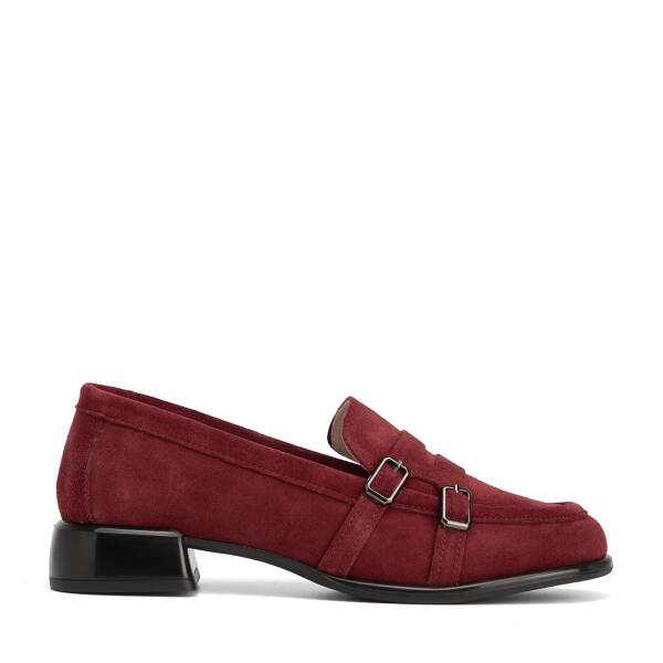 Bordo Hakiki Süet Deri Kadın Makosen - K26S1AY68926-F90 - 1