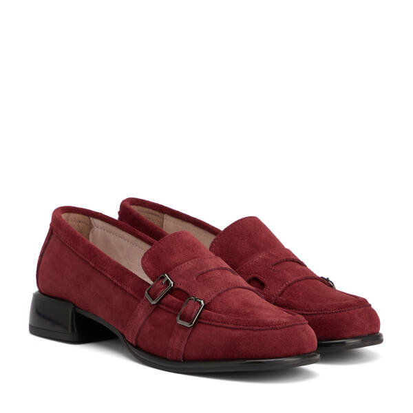 Bordo Hakiki Süet Deri Kadın Makosen - K26S1AY68926-F90 - 2