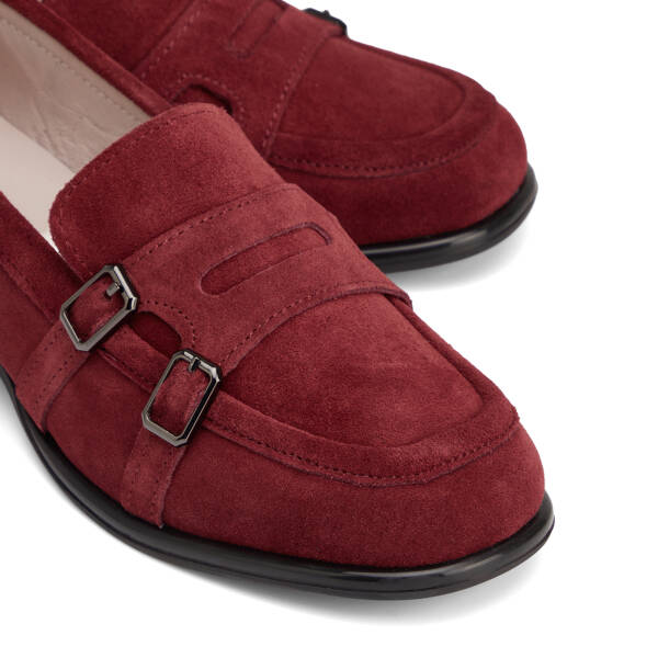 Bordo Hakiki Süet Deri Kadın Makosen - K26S1AY68926-F90 - 3