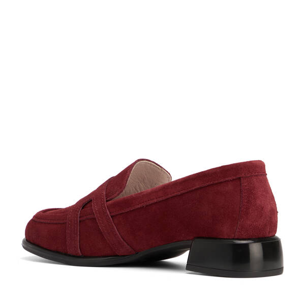 Bordo Hakiki Süet Deri Kadın Makosen - K26S1AY68926-F90 - 4