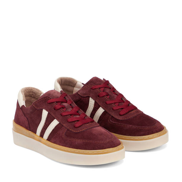 Bordo Hakiki Süet Deri Kadın Sneaker - K26I1AY68421-F90 - 2