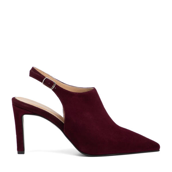 Bordo Hakiki Süet Deri Kadın Stiletto - K26I1AY68693-O49 - 1