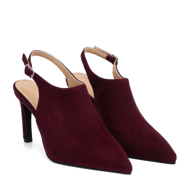 Bordo Hakiki Süet Deri Kadın Stiletto - K26I1AY68693-O49 - 2