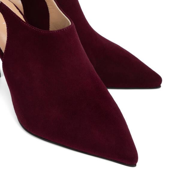 Bordo Hakiki Süet Deri Kadın Stiletto - K26I1AY68693-O49 - 3