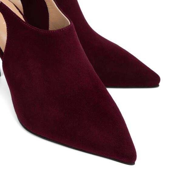 Bordo Hakiki Süet Deri Kadın Stiletto - K26I1AY68693-O49 - 3