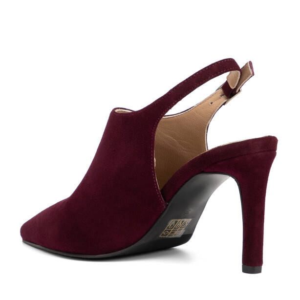 Bordo Hakiki Süet Deri Kadın Stiletto - K26I1AY68693-O49 - 4