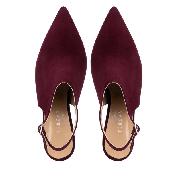 Bordo Hakiki Süet Deri Kadın Stiletto - K26I1AY68693-O49 - 5