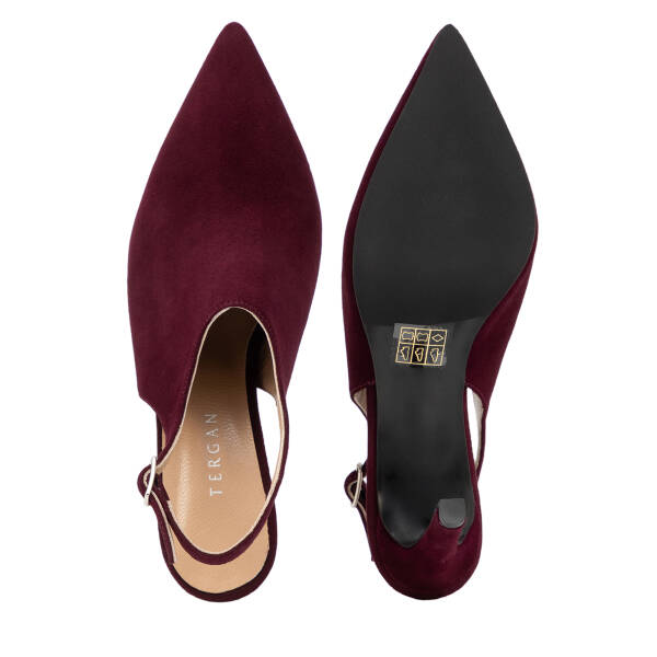 Bordo Hakiki Süet Deri Kadın Stiletto - K26I1AY68693-O49 - 6