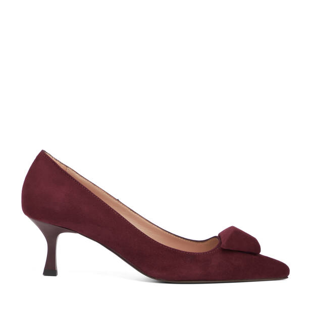 Bordo Hakiki Süet Deri Kadın Stiletto - K26S1AY68858-F90 
