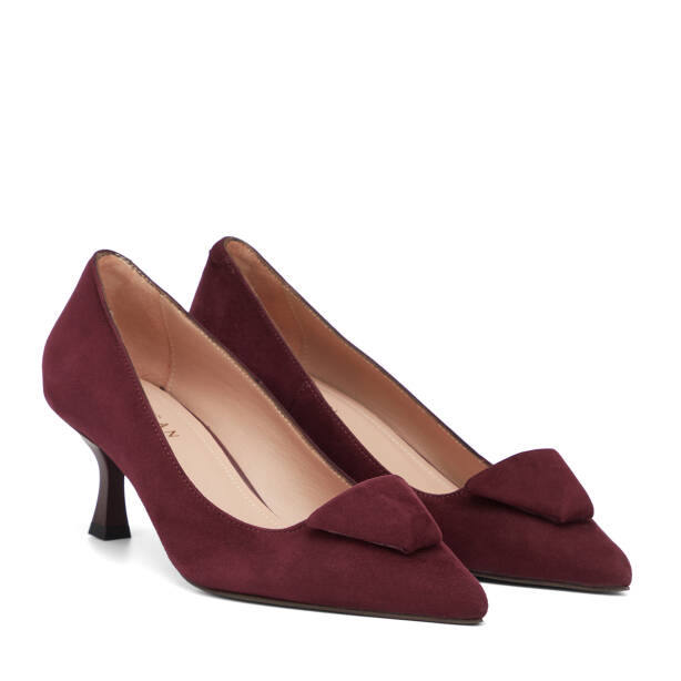 Bordo Hakiki Süet Deri Kadın Stiletto - K26S1AY68858-F90 - 2