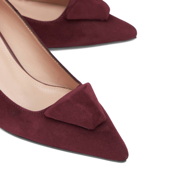 Bordo Hakiki Süet Deri Kadın Stiletto - K26S1AY68858-F90 - 3
