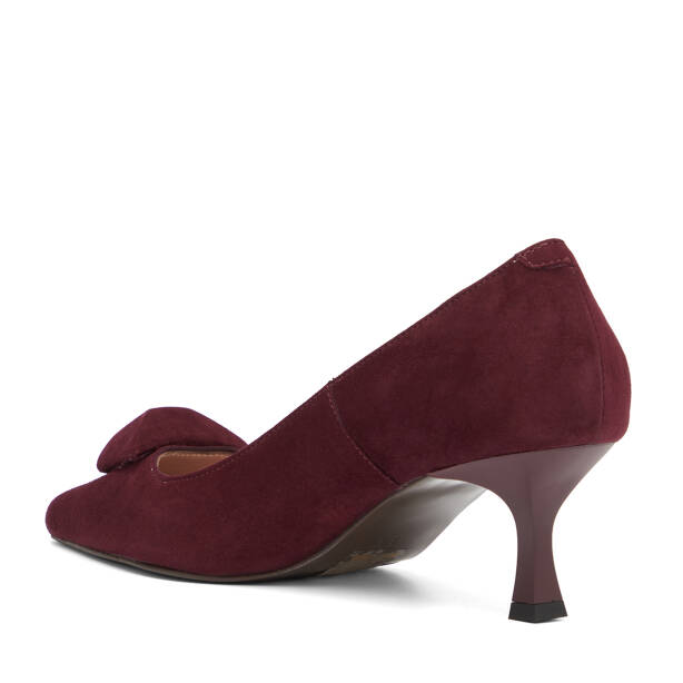 Bordo Hakiki Süet Deri Kadın Stiletto - K26S1AY68858-F90 - 4