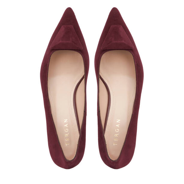 Bordo Hakiki Süet Deri Kadın Stiletto - K26S1AY68858-F90 - 5