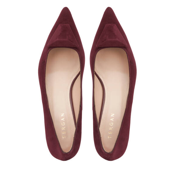 Bordo Hakiki Süet Deri Kadın Stiletto - K26S1AY68858-F90 - 5