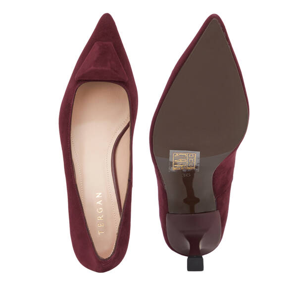 Bordo Hakiki Süet Deri Kadın Stiletto - K26S1AY68858-F90 - 6