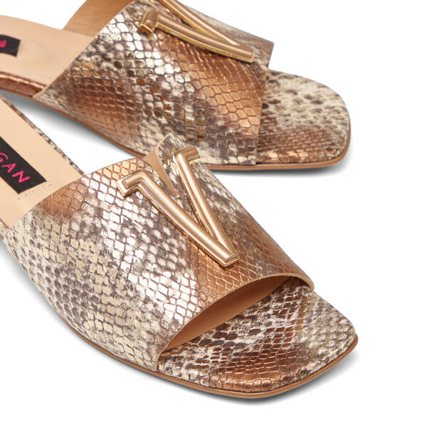 Bronz Hakiki Deri Kadın Terlik - K26Y1TR68565-V0Y - 3