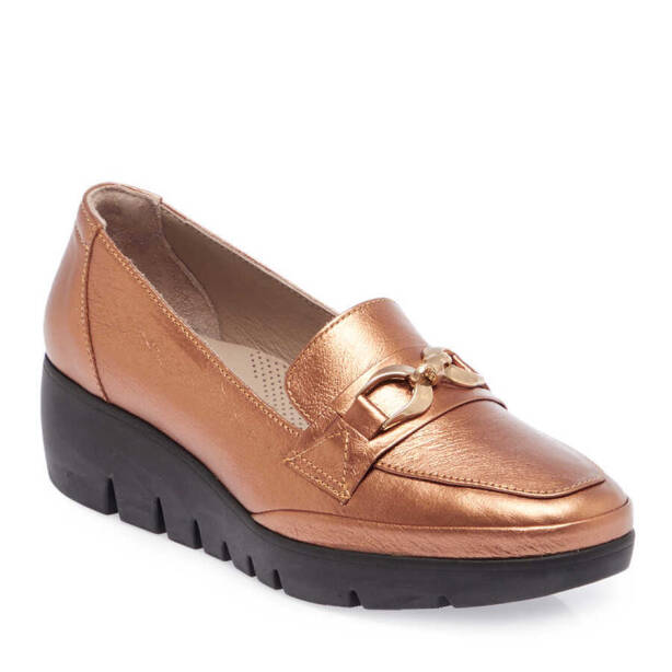 Bronz Rugan Deri Kadın Dolgu Topuklu Ayakkabı - K23S1AY66842-U0I - 1