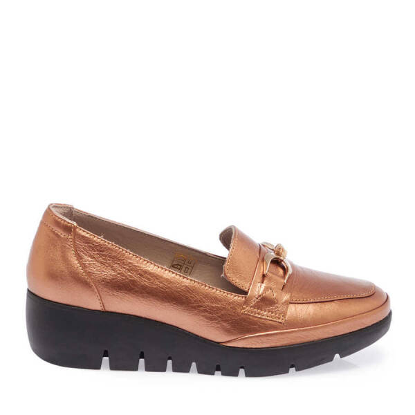 Bronz Rugan Deri Kadın Dolgu Topuklu Ayakkabı - K23S1AY66842-U0I - 3