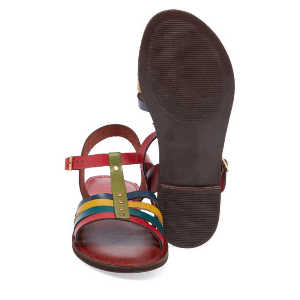 Çok Renkli Hakiki Deri Kadın Sandalet - K24Y1SN67276-K2N - 4