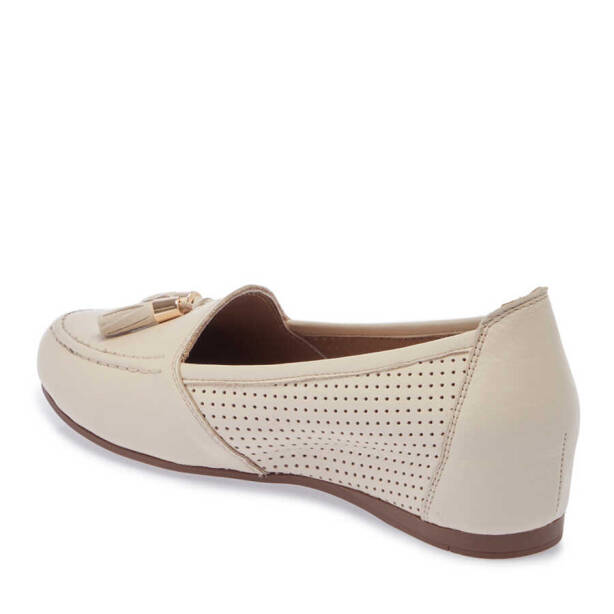 Ekru Hakiki Deri Kadın Dolgu Topuklu Ayakkabı - K24I1AY67303-R90 - 3