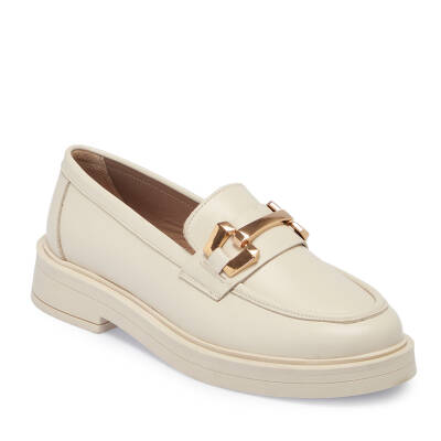 Ekru Deri Kadın Loafer - K24S1AY67618-R90 - 1