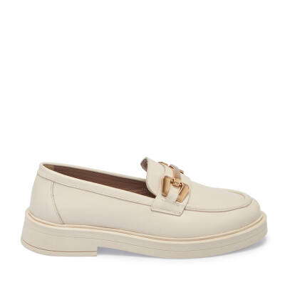  Ekru Deri Kadın Loafer - K24S1AY67618-R90 - 3