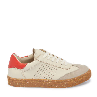 Ekru Deri Kadın Sneaker - K25I1AY68119-R90 - 3