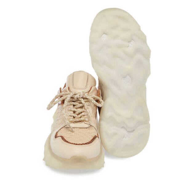 Ekru Deri - Vegan Kadın Sneaker - K24I1AY67342-R90 - 4