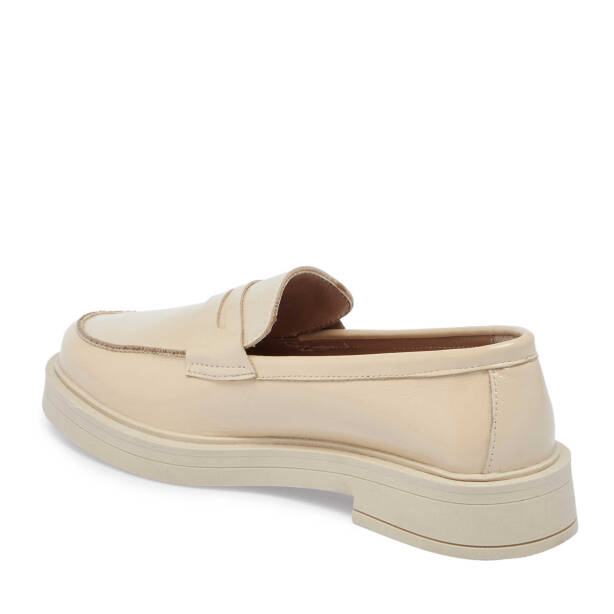 Ekru Rugan Deri Kadın Loafer - K24S1AY67617-H4X - 2