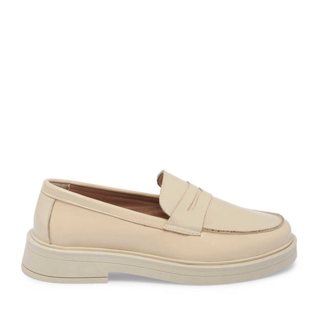 Ekru Rugan Deri Kadın Loafer - K24S1AY67617-H4X - 3