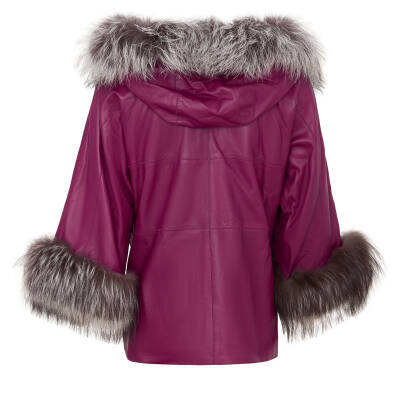Fuşya Kürk - Deri Kadın Kürk Mont - K22IDM320266-S6X - 4