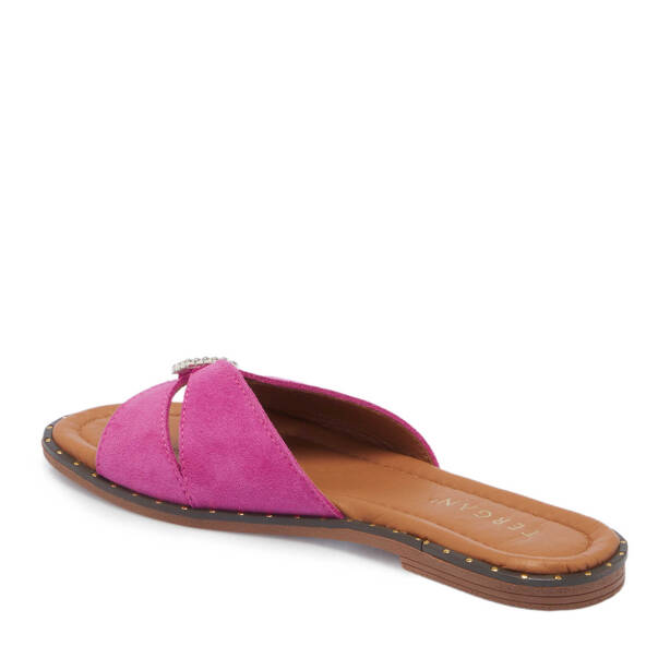 Fuşya Süet Deri Kadın Terlik - K25Y1TR67779-T6O - Tergan