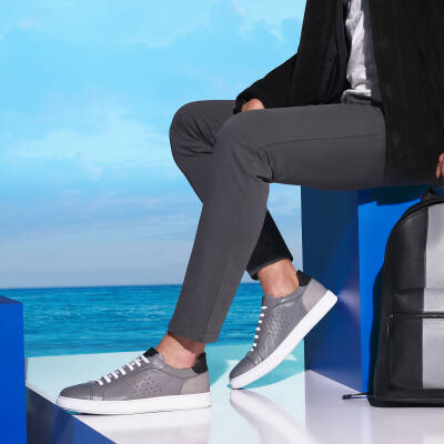 Gri Deri Erkek Sneaker - E24I1AY56729-G35 - 1