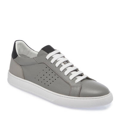  Gri Deri Erkek Sneaker - E24I1AY56729-G35 - 1