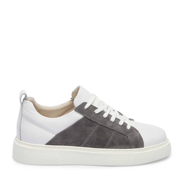 Gri Deri Erkek Sneaker - E25I1AY57283-B43 - 3