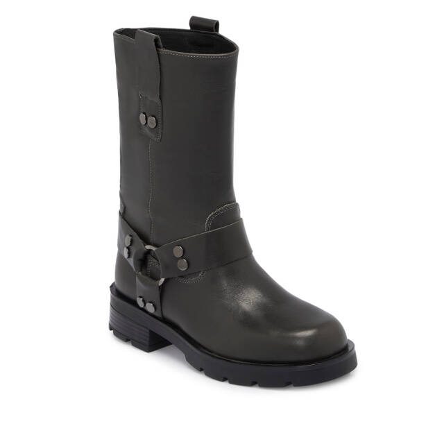 Gri Deri Kadın Casual Bot - K24K1BT67743-B43 - Tergan