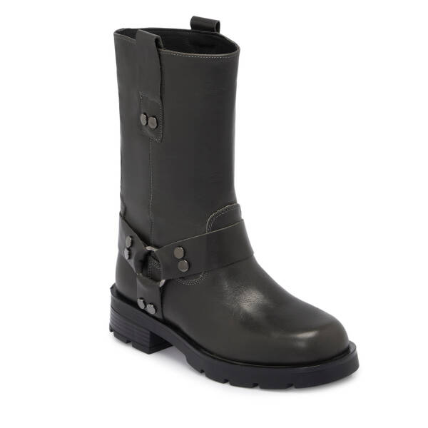 Gri Deri Kadın Casual Bot - K24K1BT67743-B43 - 1