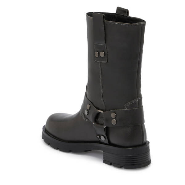 Gri Deri Kadın Casual Bot - K24K1BT67743-B43 - 2