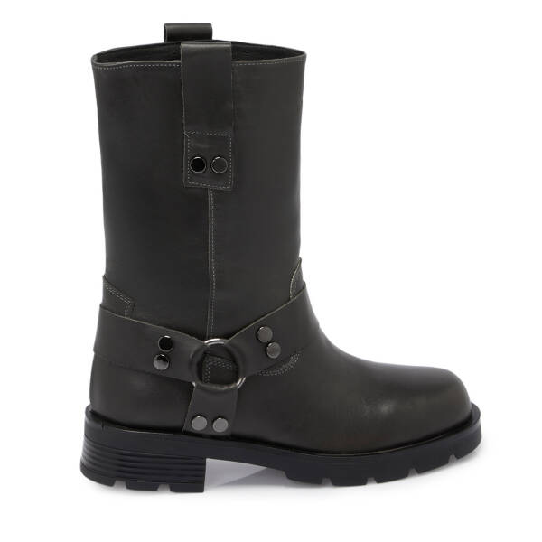 Gri Deri Kadın Casual Bot - K24K1BT67743-B43 - 3