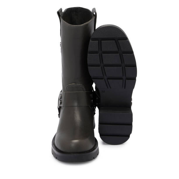 Gri Deri Kadın Casual Bot - K24K1BT67743-B43 - Tergan