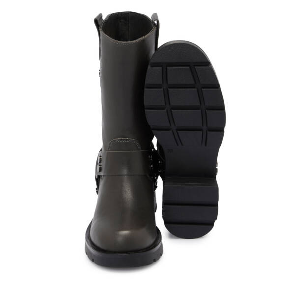 Gri Deri Kadın Casual Bot - K24K1BT67743-B43 - 4