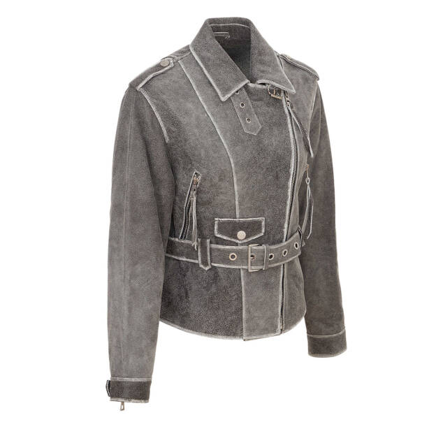 Gri Deri Kadın Deri Mont - K24KDM320458-Q3T - Tergan