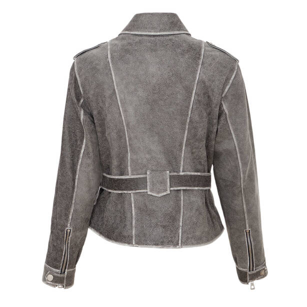 Gri Deri Kadın Deri Mont - K24KDM320458-Q3T - Tergan